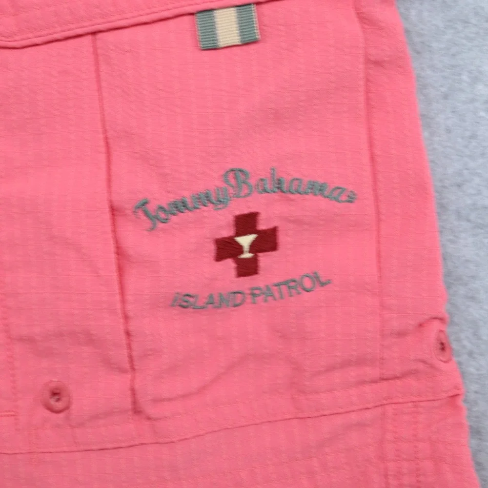 Tommy Bahama Island Patrol Swim Trunks Men L Cargo Hybrid Shorts Coral Pink